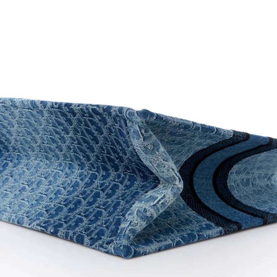 Dior Mini Pouch Navy Blue Oblique Canvas Silver Hardware