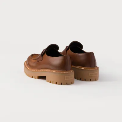 PRADA Cognac leather loafers