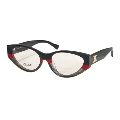 Celine Cat Eye glasses leopard/leopard pink/black red grey/black red yellow/black color transparent lens Size 54口20-145