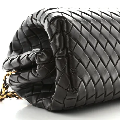 Bottega Veneta Medium Teen Intrecciato The Lauren 1980 Clutch With Chain Fondant Nappa Leather Gold Hardware
