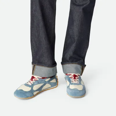 Bottega Veneta Orbit Flash Sneakers In Ice/Sea Salt Suede And Nylon Lace-Up Sneaker With Leather Trims