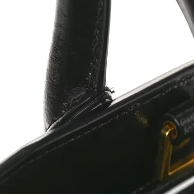 Saint Laurent Medium Uptown Tote Black Shiny Calfskin Leather Gold Hardware