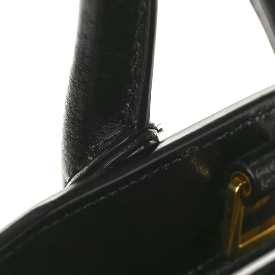 Saint Laurent Medium Uptown Tote Black Shiny Calfskin Leather Gold Hardware