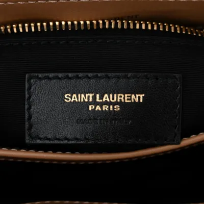 Saint Laurent Mini Loulou Crossbody Bag Latte Y-Quilted Monogram Calfskin Leather Gold Hardware