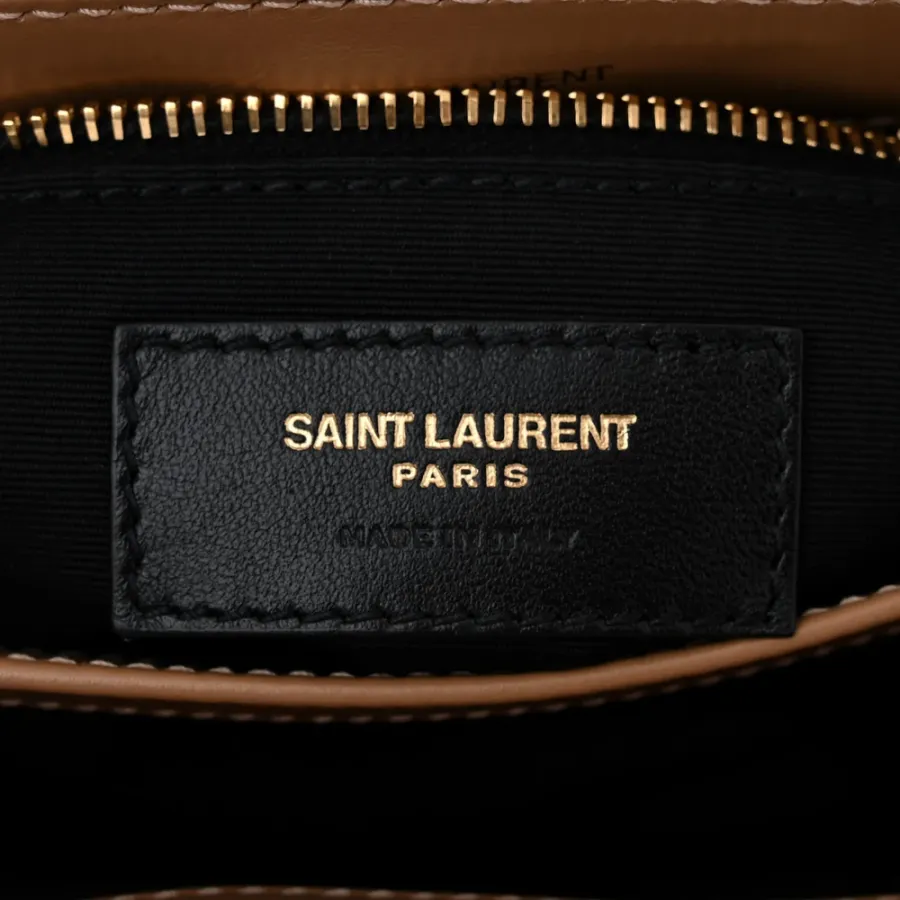 Saint Laurent Mini Loulou Crossbody Bag Latte Y-Quilted Monogram Calfskin Leather Gold Hardware