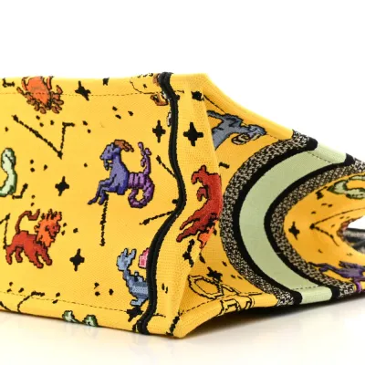 Dior Small Pixel Zodiac Book Tote Yellow Multicolor Embroidered Canvas