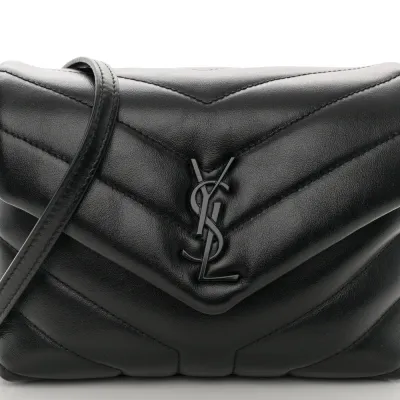 Saint Laurent Mini Loulou Crossbody Bag Black Y-Quilted Monochrome Monogram Calfskin Leather Black Hardware