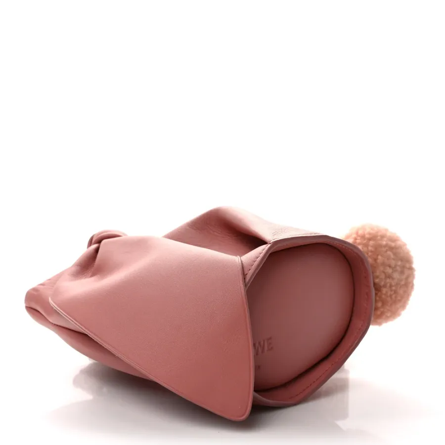 Loewe Bunny Shoulder Bag Small Peach Bloom Calfskin Leather & Shearling Silver Hardware