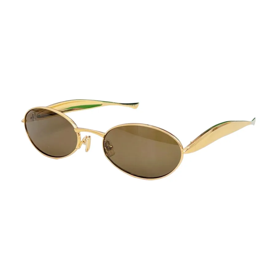 Bottega Veneta Oval glasses gold/silver/yellow/apricot/green/brown/black gold/grey silver color Size 57口21-135