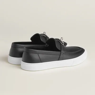 HERMES Game Black Loafers