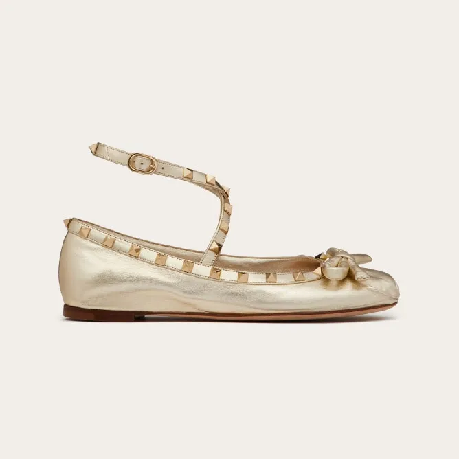 VALENTINO Studded sheepskin ballet flats