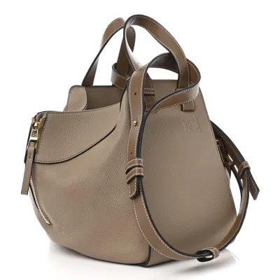 Loewe Hammock Shoulder Bag Medium Sand Mink Calfskin Leather Gold Hardware