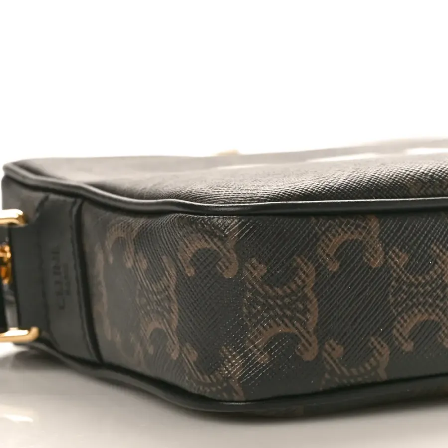 Celine Medium Messenger Bag Black Triomphe Canvas Gold Hardware