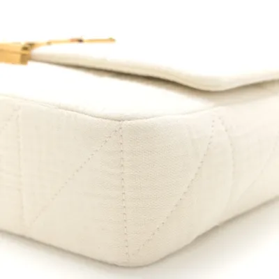 Saint Laurent Medium Jamie Bag Vanilla Ice Crinkle Monogram Cotton Patchwork Aged Gold Hardware