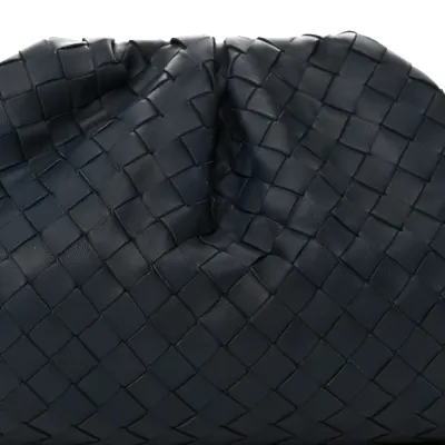 Bottega Veneta Maxi Intrecciato The Pouch Oversized Clutch Deep Blue Nappa Leather