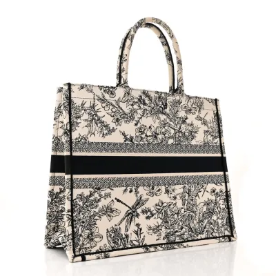 Dior Large Zodiac Toile De Jouy Book Tote Latte Embroidered Canvas