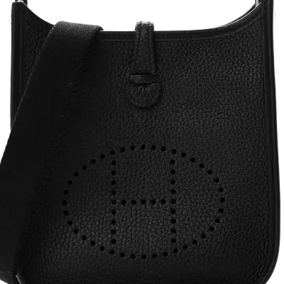 Hermès Evelyne TPM Black Taurillon Clemence Leather Silver Hardware