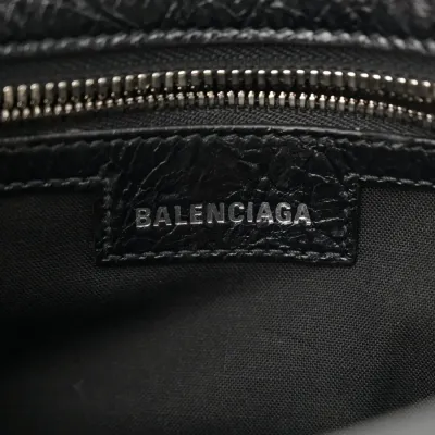 Balenciaga XS Neo Cagole Handbag Black Agneau Arena Leather Silver Hardware
