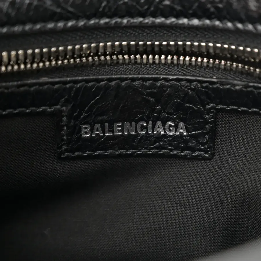 Balenciaga XS Neo Cagole Handbag Black Agneau Arena Leather Silver Hardware
