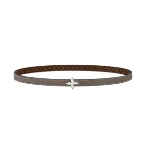 Louis Vuitton Women's Mini Flowergram Reversible Belt In Grey Calfskin And Monogram Canvas With Gold/Silver/Pink/Black Hardware 15mm