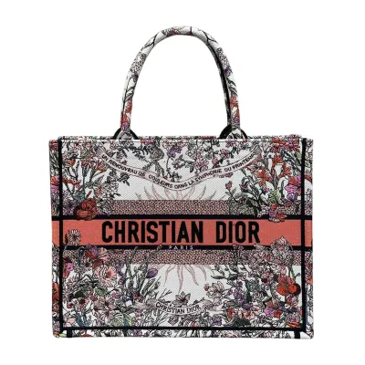 Dior Medium Dior Book Tote Ecru Multicolor 4 Saisons Printemps Soleil Embroidered Canvas