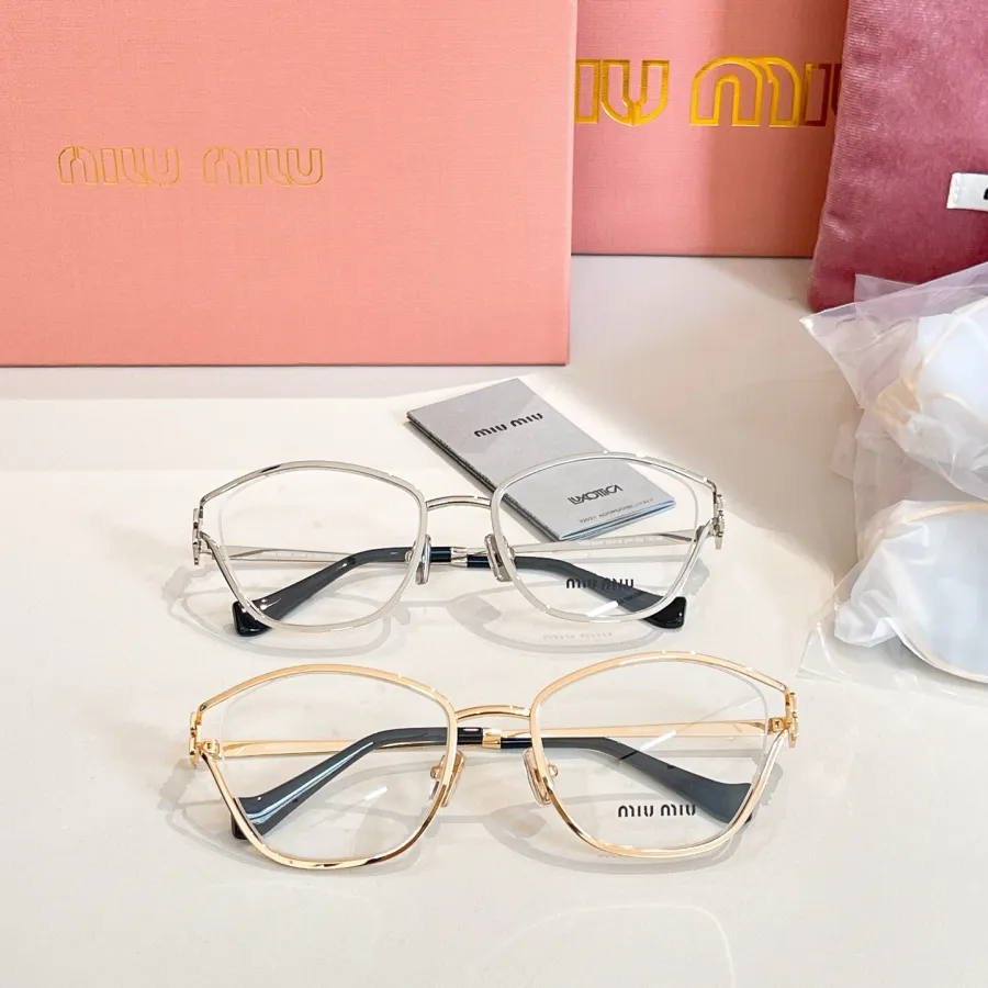 Miu Miu square frame glasses gold/silver color transparent lens Size 55口19-140