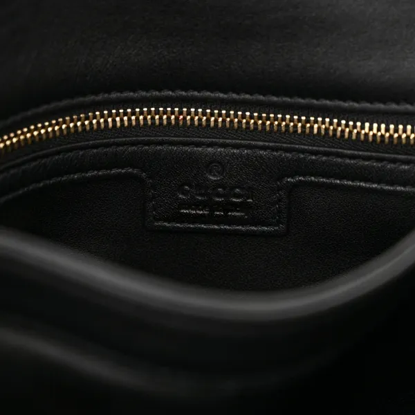 Gucci Medium Web Blondie Shoulder Flap Bag Black Roxy Calfskin Leather Gold Hardware - Image 2