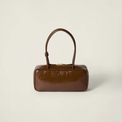 Miu Miu Beau Naplak Patent Leather Brown Top-Handle Bags