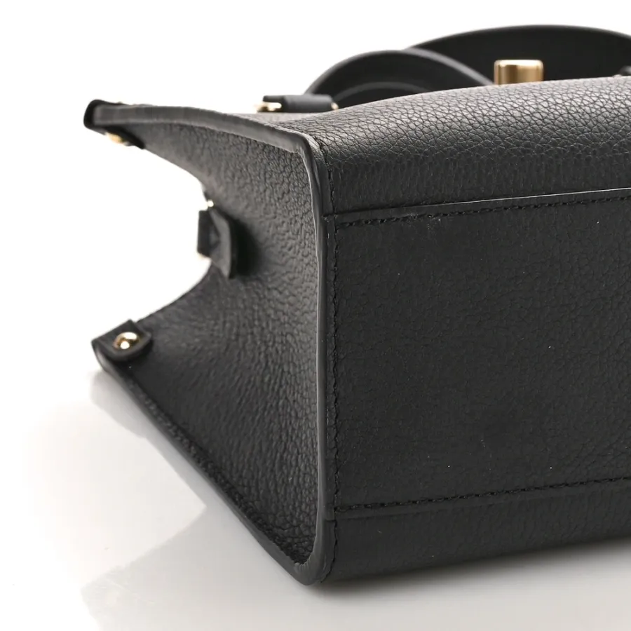 Louis Vuitton Lock & Go Tote PM Black Calfskin Leather Gold Hardware