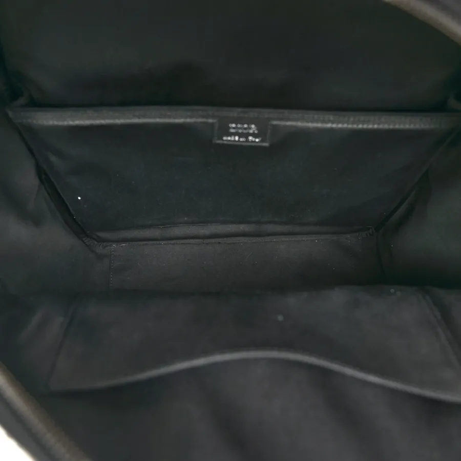 Dior Large Saddle Zip Backpack Black Oblique Canvas & Grained Calfskin Leather Silver Hardware