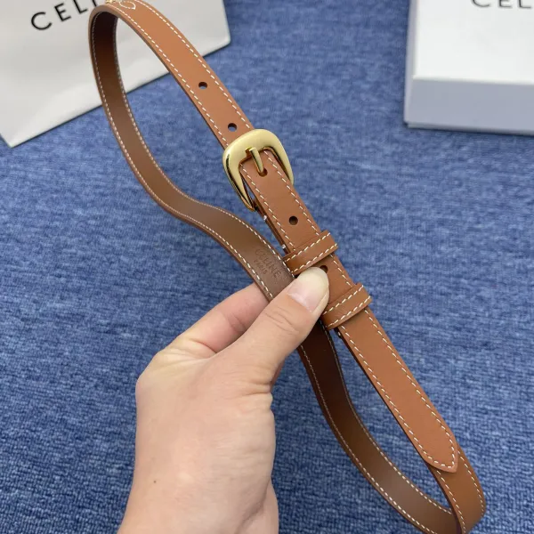 Celine Belt In Brown/Black Calfskin With Gold Hardware 20mm - Image 2