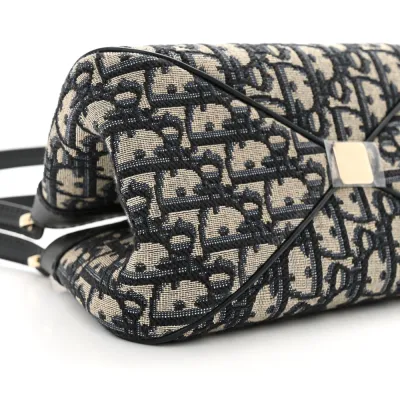 Dior Medium Key Bag Blue Oblique Canvas Gold Hardware