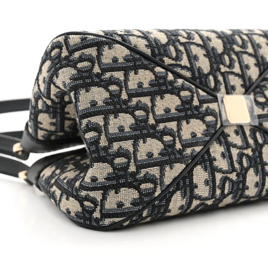 Dior Medium Key Bag Blue Oblique Canvas Gold Hardware