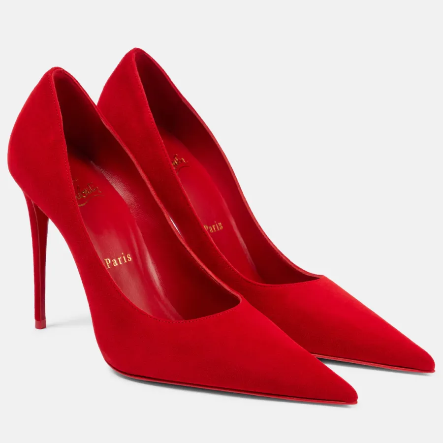 Christian Louboutin Suede red pointy stiletto heels