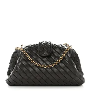 Bottega Veneta Medium Teen Intrecciato The Lauren 1980 Clutch With Chain Fondant Nappa Leather Gold Hardware