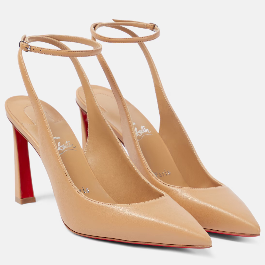 Christian Louboutin salto alto sandálias halter de couro bege