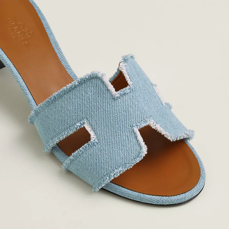HERMES Oasis Slippers High-heeled slippers Blue High Heels Sandal
