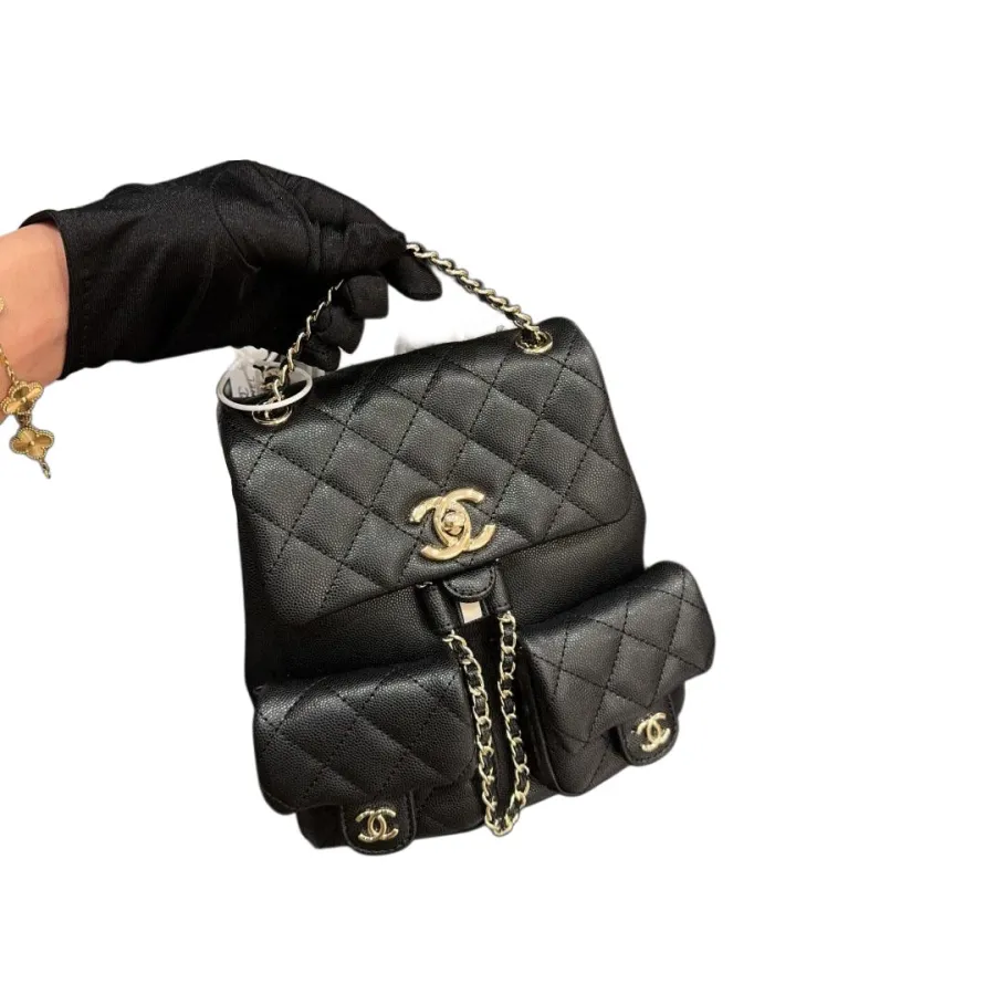 Chanel Red / Green / Silver /Purple / Milk Tea Color / Black Quilted  Caviar Leather Backpacks