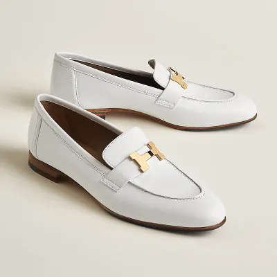 HERMES Paris White Loafers