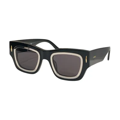 Loewe square frame glasses leopard brown/tawny/black silver/leopard gold/leopard black/black brown/black/milky white color Size 56口18-145