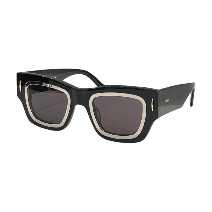 Loewe square frame glasses leopard brown/tawny/black silver/leopard gold/leopard black/black brown/black/milky white color Size 56口18-145