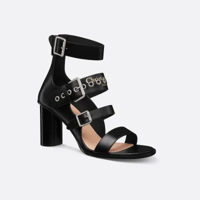 Dior black thick heel high-heeled sandals