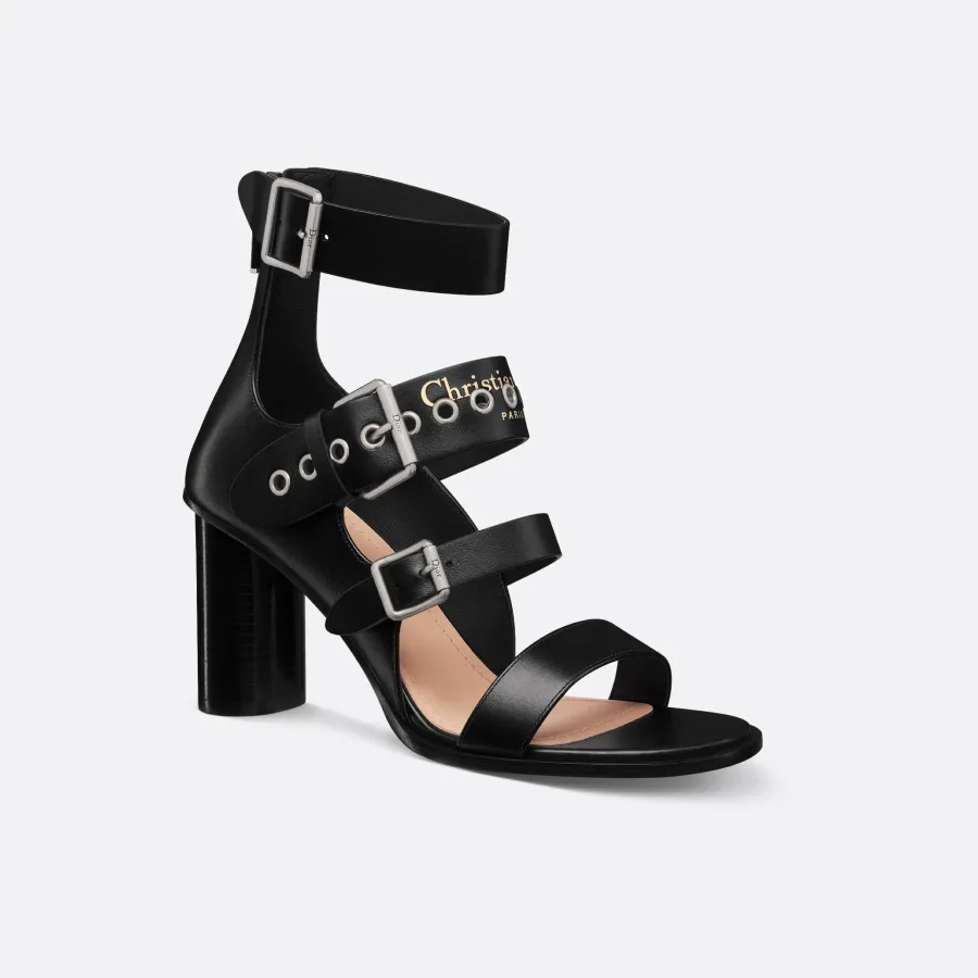 Dior black thick heel high-heeled sandals