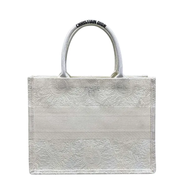 Dior Medium Dior Book Tote White Toile de Jouy Soleil Macramé Embroidery - Image 2