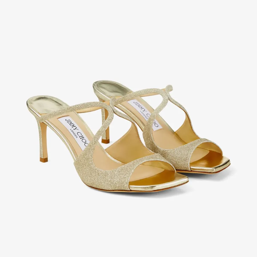 JIMMY CHOO Gold Flash powder fine flash particle  Muller shoes high heel slippers