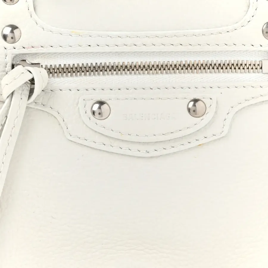 Balenciaga S Neo Classic City Bag Chalky White Grained Calfskin Leather Silver Hardware