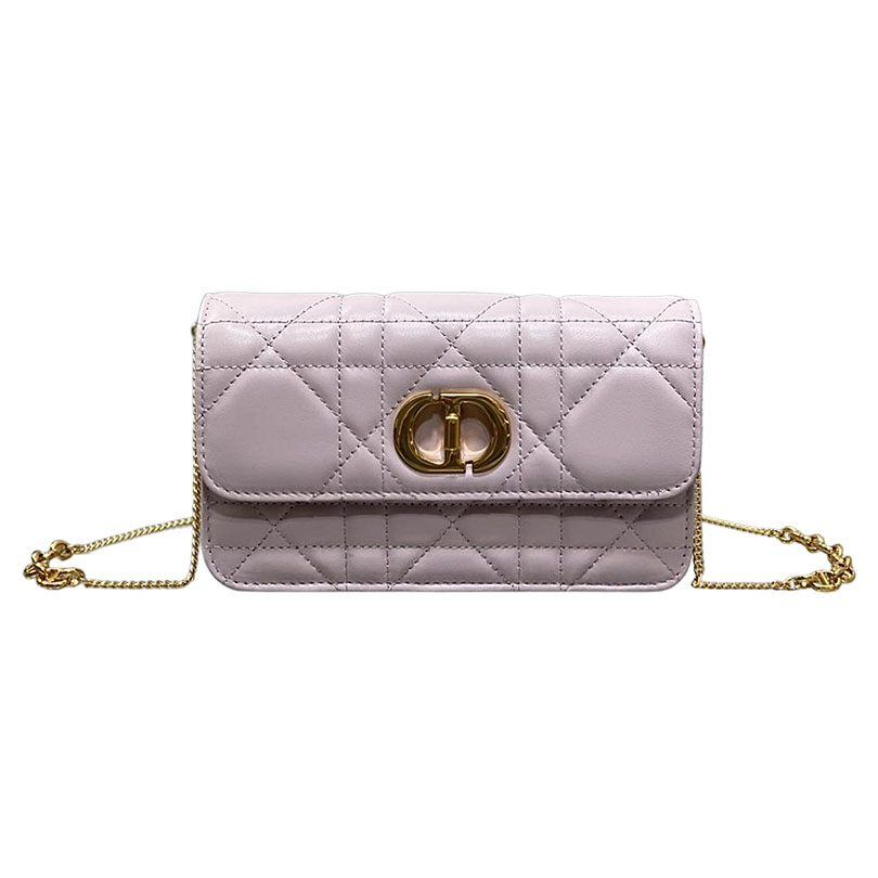 Bolsa Dior Miss Caro com Corrente em Macrocannage de Pele de Cordeiro Rosa/Azul/Branco/Preto com Ferragens Douradas