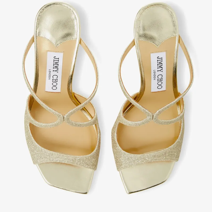 JIMMY CHOO Gold Flash powder fine flash particle  Muller shoes high heel slippers