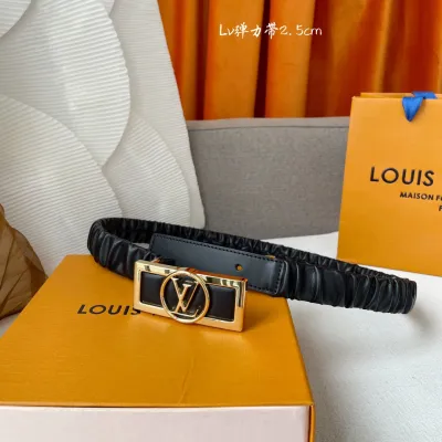 Louis Vuitton Women's Dauphine Smoke Elastic Belt In Black Calfskin With Gold Hardware 25mm