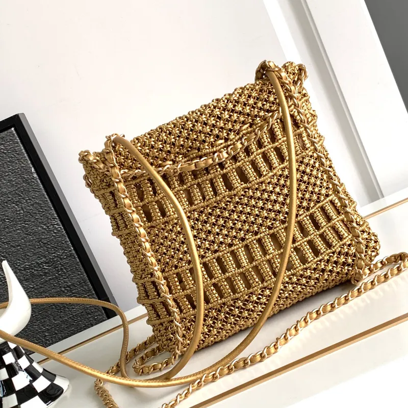 Chanel 22bags Gold Woven Cowhide Shoulder Bags